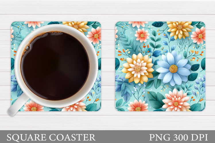 Flowers Coaster Design. Floral Coaster Sublimation