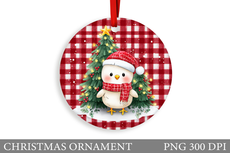 Cute Chicken Christmas Ornament. Christmas Sublimation