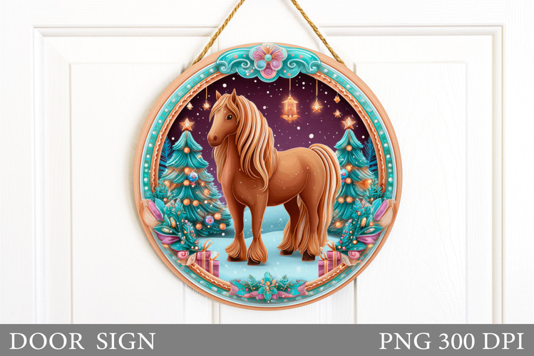 Christmas Horse Door Sign. Christmas Door Sign Sublimation