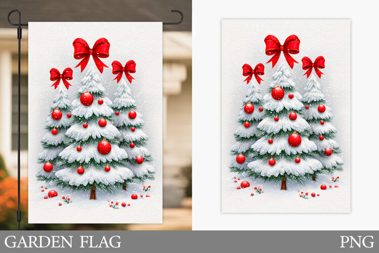 Christmas Tree Garden Flag. Christmas Garden Flag Design example image 1