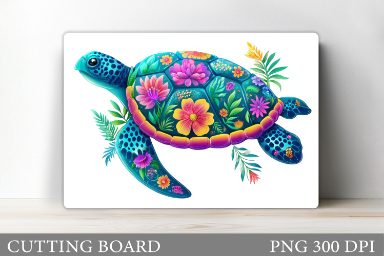 Floral Turtle Cutting Board. Sea Turtle Cutting Board
