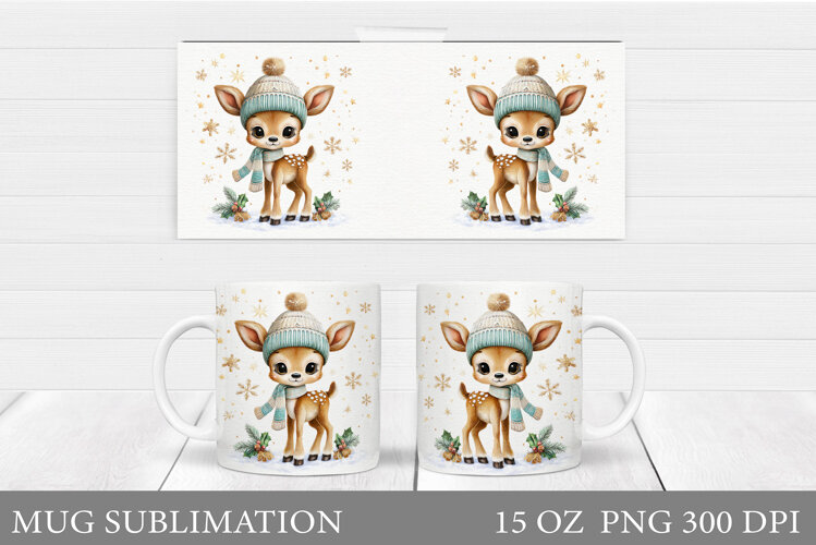 Christmas Deer Mug Design. Cute Deer Mug Sublimation example image 1