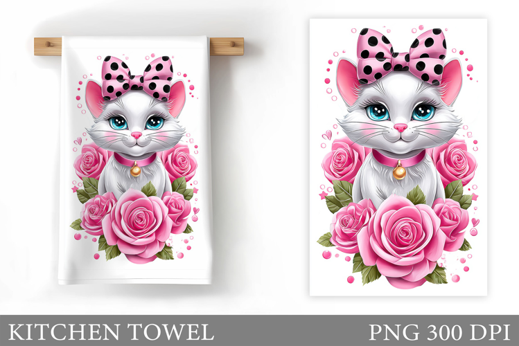 Cute Cat Kitchen Towel Design. Cute Cat Sublimation