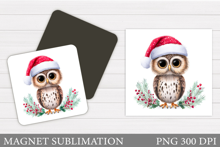 Christmas Owl Magnet Design. Christmas Magnet Sublimation