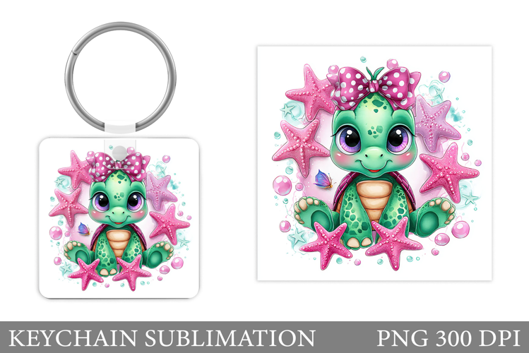 Turtle Keychain Sublimation. Turtle Keychain Design