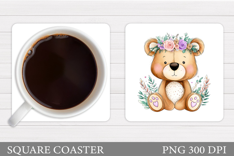 Cute Bear Coaster Design. Cute Bear Sublimation