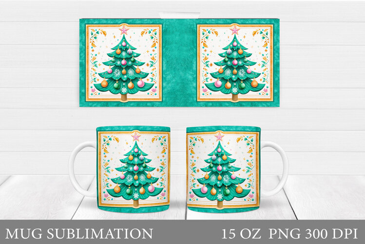 Christmas Tree Mug Design. Christmas Tree Mug Sublimation example image 1