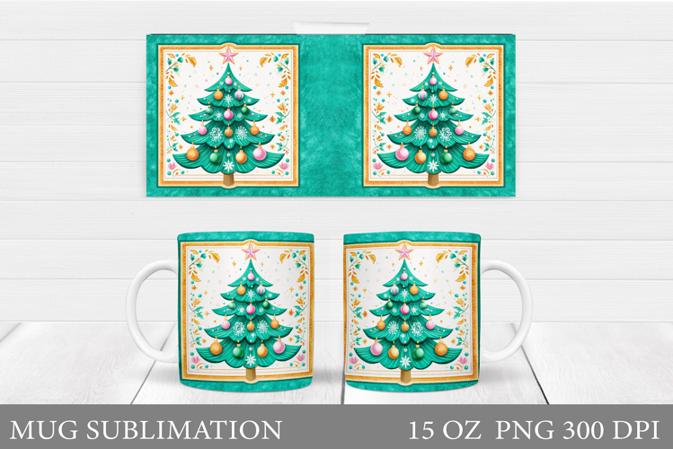 Christmas Tree Mug Design. Christmas Tree Mug Sublimation