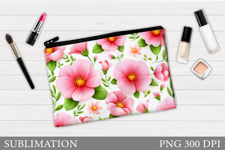 Flowers Makeup Bag Design. Floral Makeup Pouch Sublimation