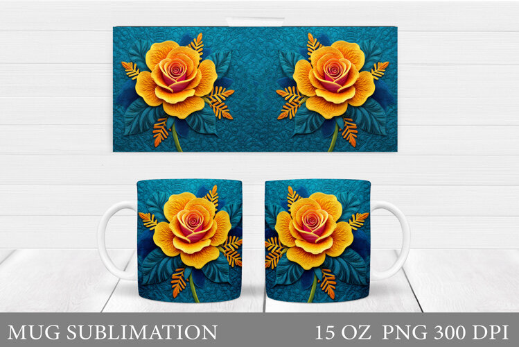 Rose Mug Sublimation. Rose Mug Wrap Design example image 1