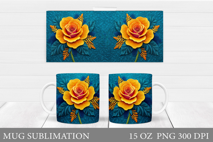 Rose Mug Sublimation. Rose Mug Wrap Design