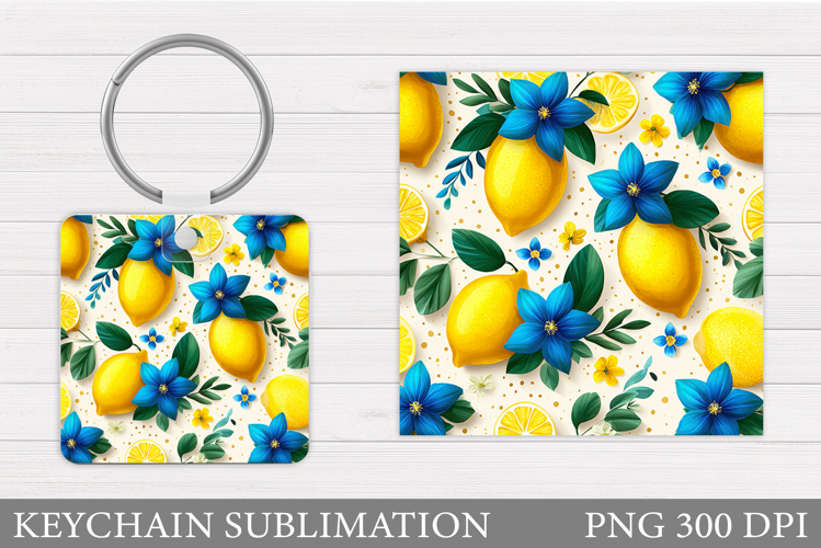Lemons Keychain Sublimation. Lemons Keychain Design