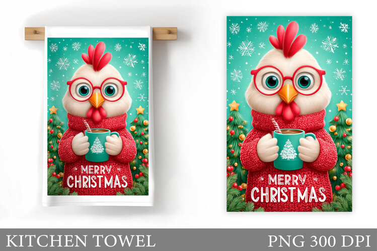 Christmas Chicken Kitchen Towel. Christmas Kitchen Towel example image 1