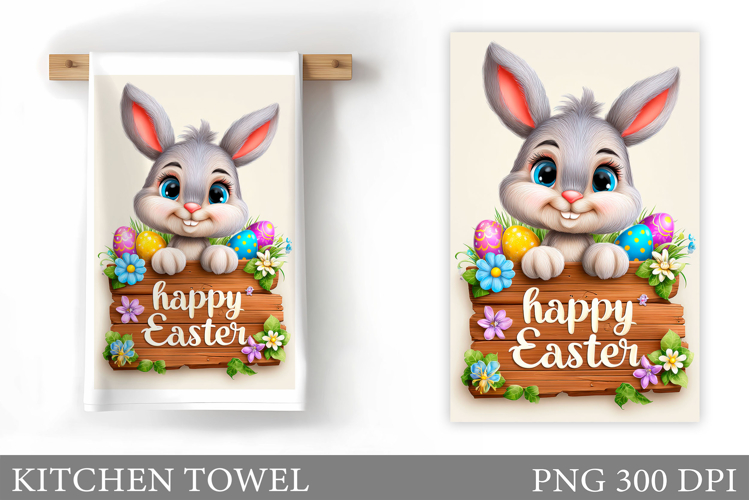 Easter Bunny Kitchen Towel . Easter Kitchen Towel Design