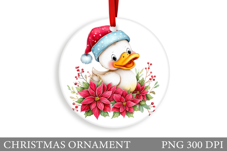 Cute Duck Christmas Ornament. Christmas Duck Sublimation