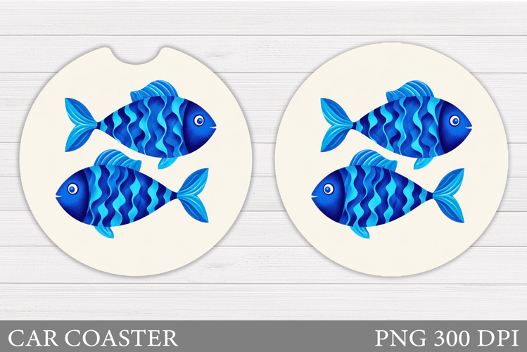 Cute Fish Car Coaster Design. Cute Fish Sublimation