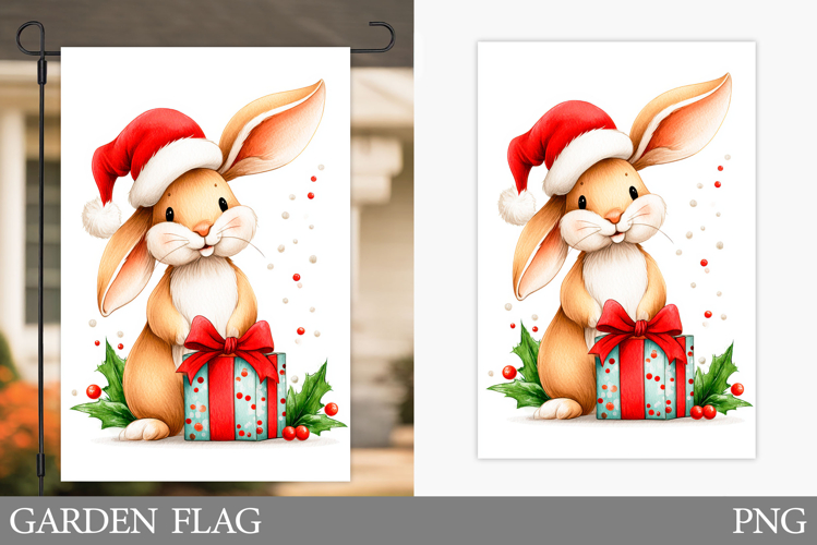 Christmas Bunny Garden Flag. Christmas Garden Flag Design
