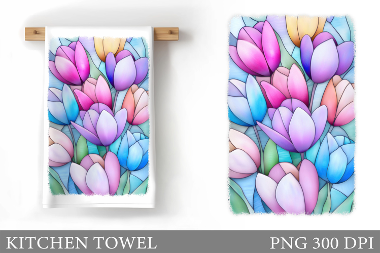 Tulips Kitchen Towel Design. Flowers Kitchen Towel