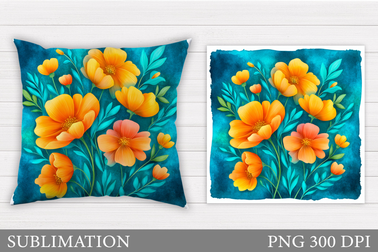 Floral Pillow Sublimation. Flowers Sublimation