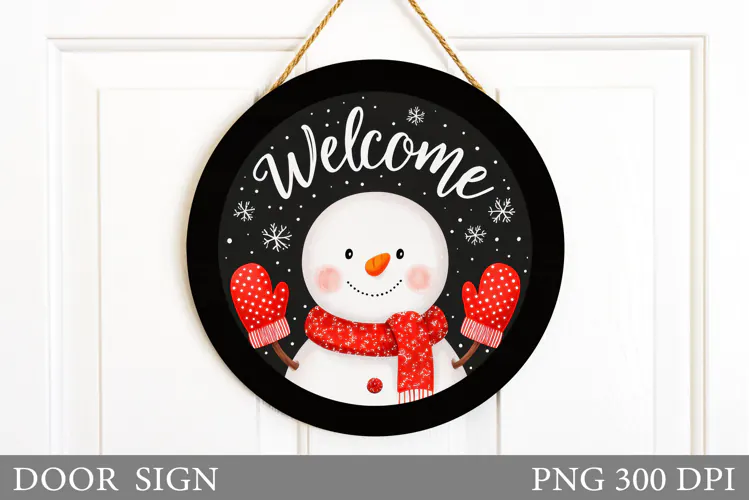 Cute Snowman Door Sign. Christmas Door Sign Design