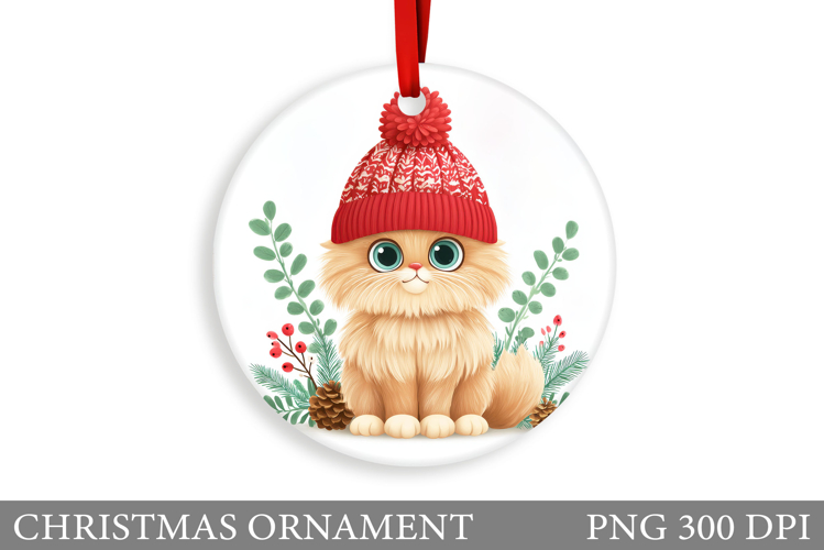 Cute Cat Christmas Ornament. Winter Cat Christmas Ornament