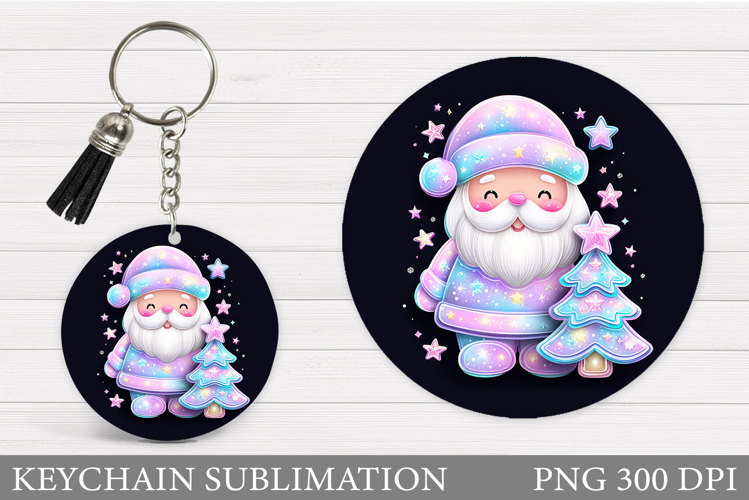 Cute Santa Claus Keychain. Christmas Keychain Sublimation
