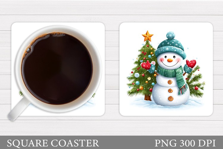 Cute Snowman Coaster Design. Christmas Coaster Sublimation