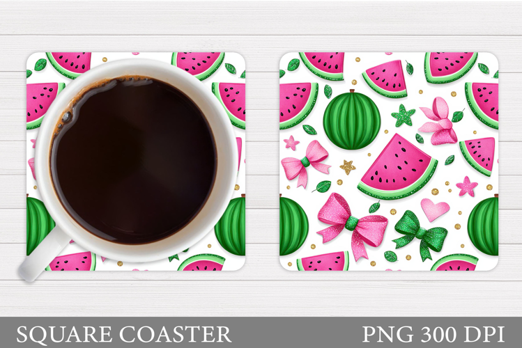 Watermelon Coaster Design. Watermelon Square Coaster