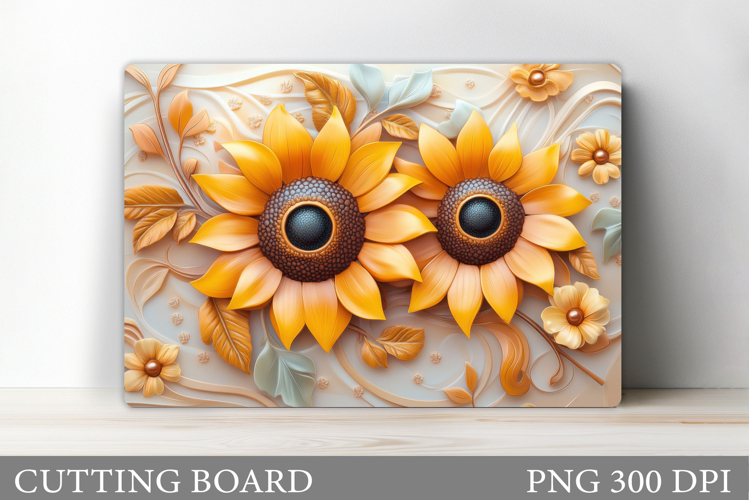 3D Sunflowers Cutting Board. Floral Cutting Board Design