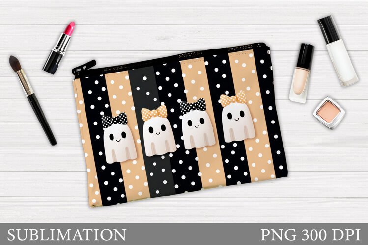 Cute Ghost Cosmetics Bag. Halloween Makeup Bag Sublimation example image 1