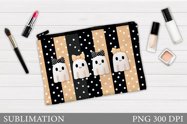 Cute Ghost Cosmetics Bag. Halloween Makeup Bag Sublimation