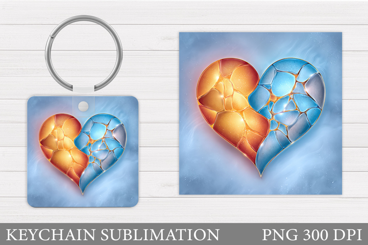 Heart Keychain Design. Valentine Keychain Sublimation