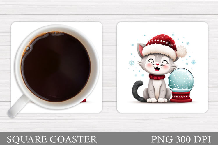 Christmas Cat Coaster Design. Christmas Coaster Sublimation