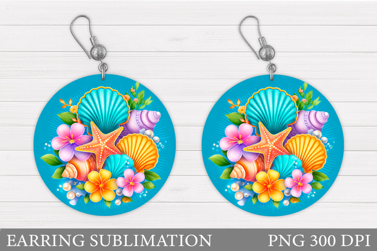 Starfish Earring Sublimation. Seashell Earring Design