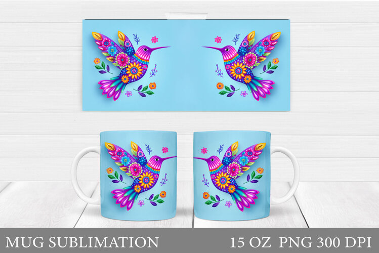 Hummingbird Mug Design. Flowers Mug Sublimation example image 1
