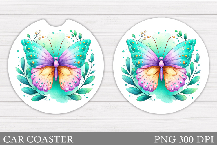 Butterfly Car Coaster. Flowers Car Coaster Design