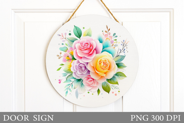 Roses Door Sign Sublimation. Flowers Door Sign Design