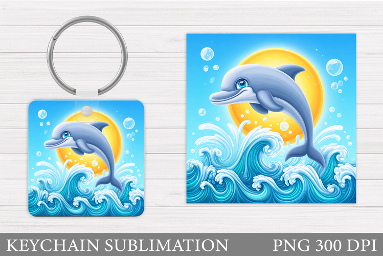 Dolphin Round Keychain. Dolphin Keychain Sublimation