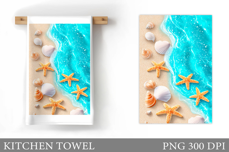 Sea Kitchen Towel Design. Sea Sublimation example image 1