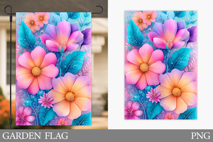 Flowers Garden Flag Design. Floral Garden Flag Sublimation