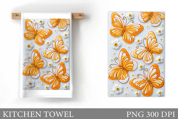 Butterflies Kitchen Towel. Butterflies Sublimation