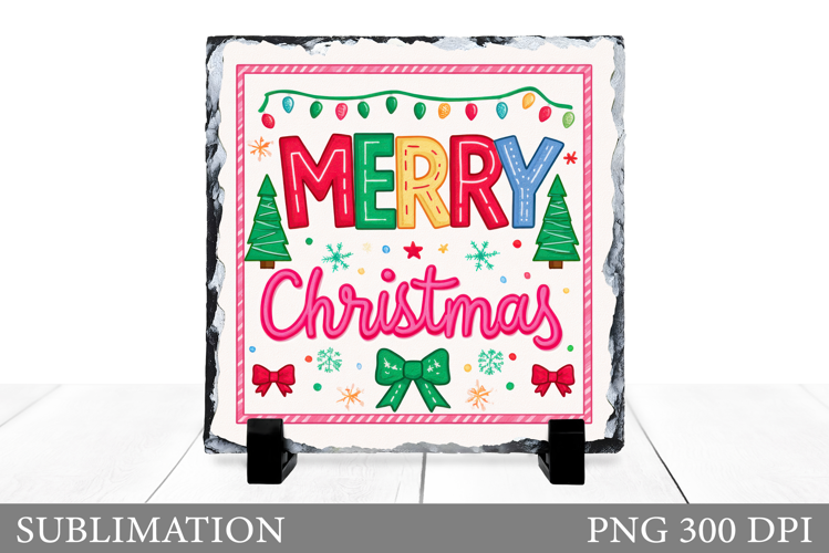 Merry Christmas Slate Sublimation. Christmas Slate Design