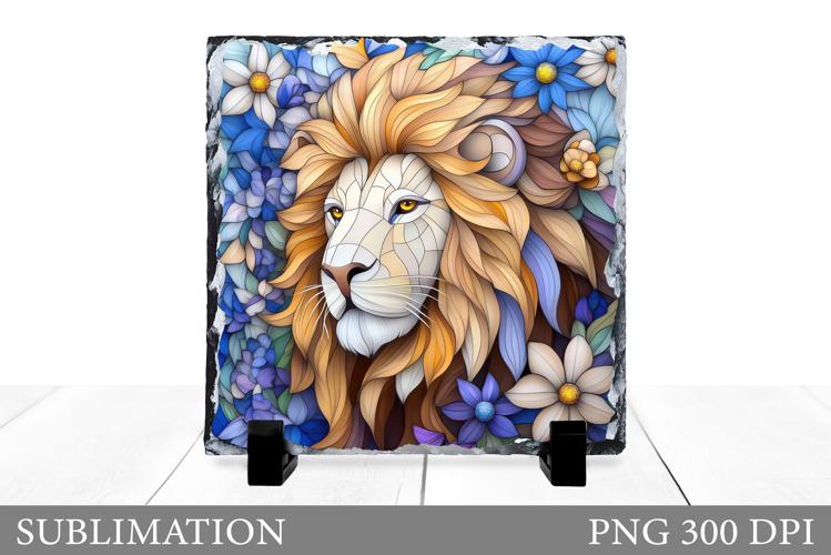 Lion Slate Design. Lion Flowers Slate Sublimation