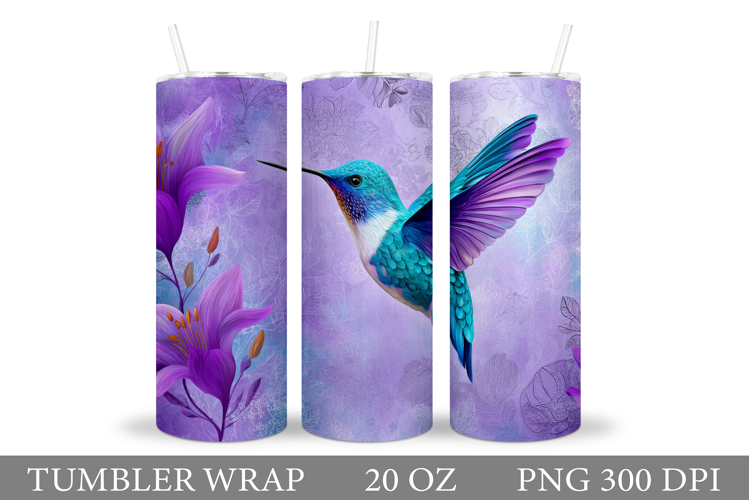 Hummingbird Tumbler Sublimation. Bird Flowers Tumbler
