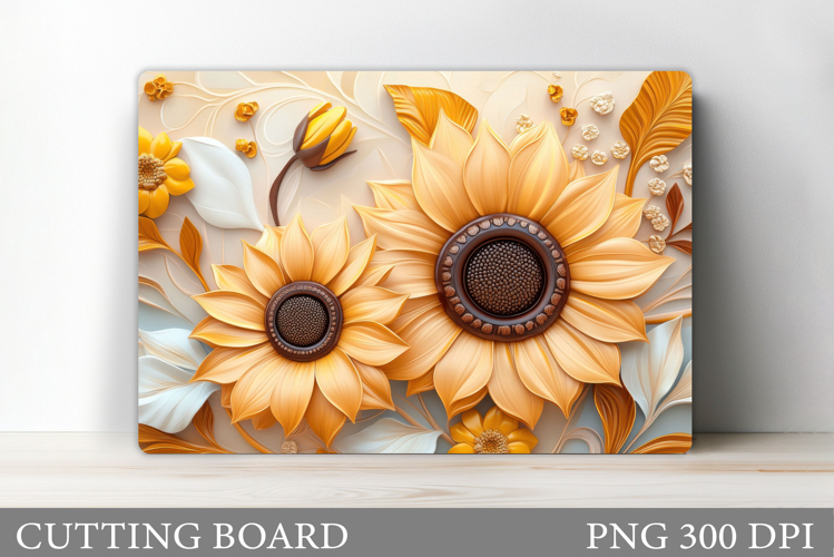 3D Sunflowers Cutting Board. Floral Cutting Board Design