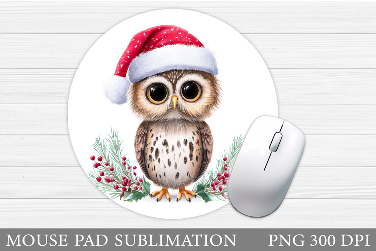Christmas Owl Mouse Pad. Christmas Mouse Pad Design