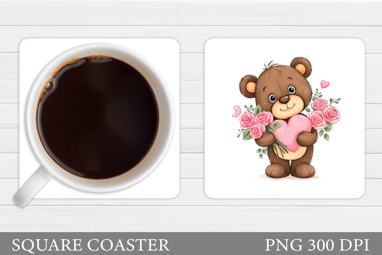 Valentines Bear Coaster. Valentines Coaster Sublimation