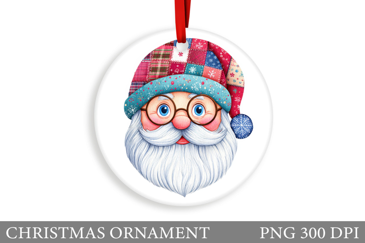Patchwork Santa Claus Christmas Ornament Sublimation