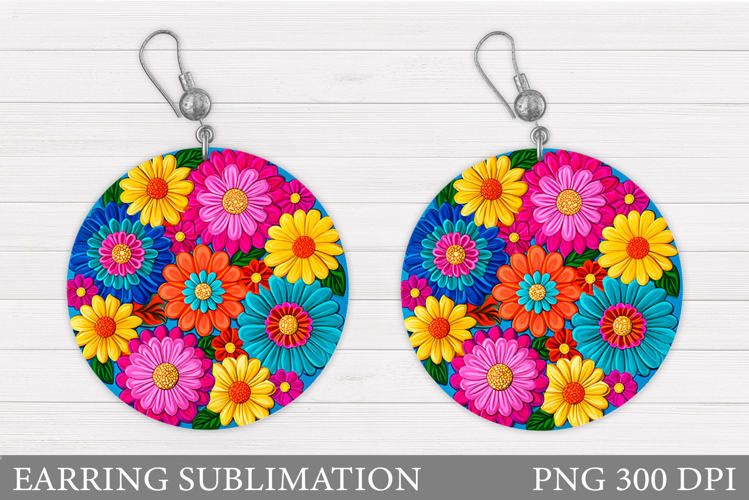 Floral Earring Sublimation. Flowers Earring Design