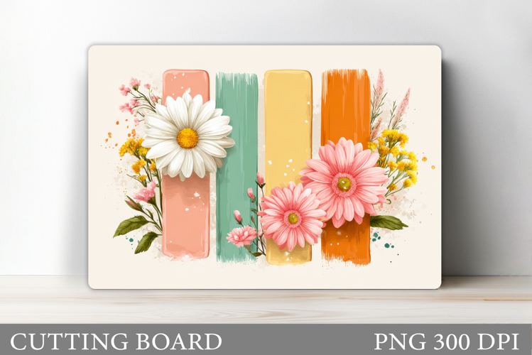 Daisy Flowers Cutting Board. Floral Cutting Board Design